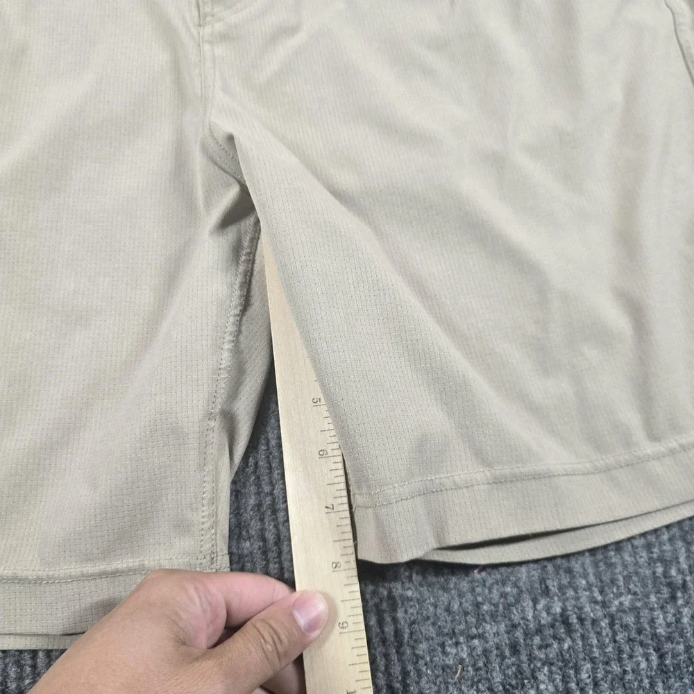 PrAna Shorts Mens 40 Beige Microfiber Chino Stretch Drawstring 8 Inseam Summer